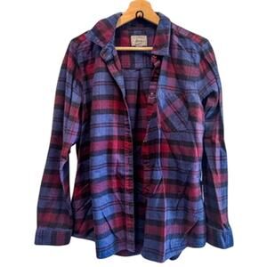 BASS OUTDOOR Women's Plaid Windsor Stretch Flannel Button-Down Shirt